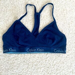 Calvin Klein Logo Bra Top in Navy Blue Size Medium